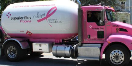 One of Superior Plus Propane's Pink Trucks to Support Breast Cancer Awareness